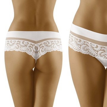 Seksowne Szorto-Stringi Koronka Mikrofibra akt 02 białe