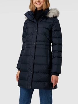 Tommy Hilfiger płaszcz puchowy z kapturem - granatowy L / XL Wyprzedaż -50%