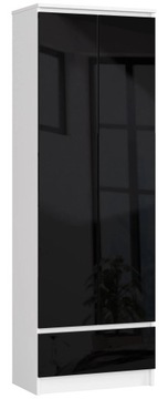 REGAŁ BIUROWY SZAFA R 60 cm BIAŁY / CZARNY POŁYSK