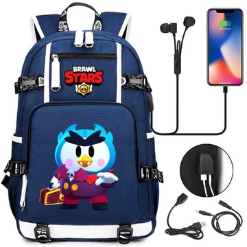 Plecak Count Pengula Brawl Stars Mr.P z ładowaniem USB. Duża pojemność