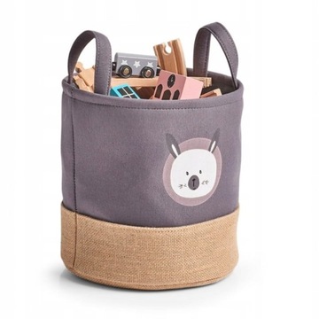 KOSZ NA ZABAWKI DLA DZIECI TEKSTYLNY OKRĄGŁY Z UCHWYTAMI Ø 30cm szary