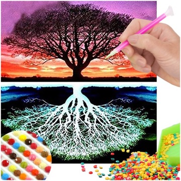 Haft Diamentowy DRZEWO Wyklejanka Diamentowa OBRAZ DIAMOND PAINTING ZESTAW