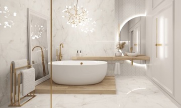 PŁYTKI ŁAZIENKOWE PODŁOGOWE BIAŁY MARMUR GRES LOGAN SNOW 60x60 POŁYSK