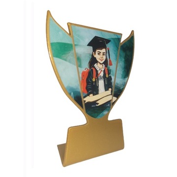 STATUETKA METALOWA SOWA ABSOLWENTKA NAUKA SZKOŁA ZAKOŃCZENIE ROKU + NADRUK