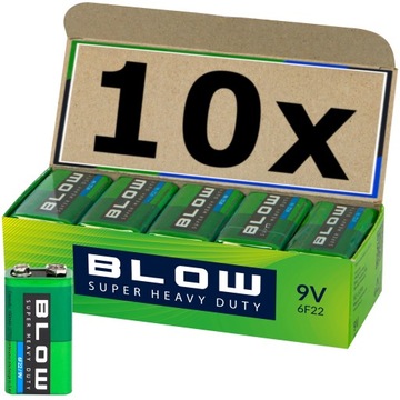 10x Baterie BLOW SUPER HEAVY DUTY 9V 6F22