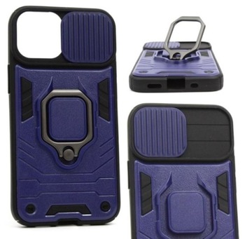 Etui PANCERNE RING LENS do iPhone 13 granat +SZKŁO Case Pokrowiec