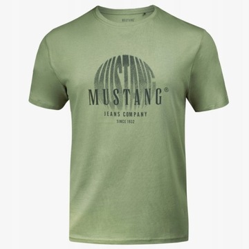 Koszulka Męska Mustang Bawełniana Oliwkowa T-shirt krótki rękaw