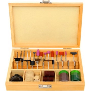 АКСЕССУАРЫ для МИНИ-Шлифмашины набор 100 шт. в деревянном футляре КД10265