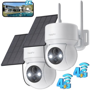 Solární Otočná Kamera Gsm 3G/4G Lte Sim 2K 3MPX 4XZOOM Pro Monitorování x2