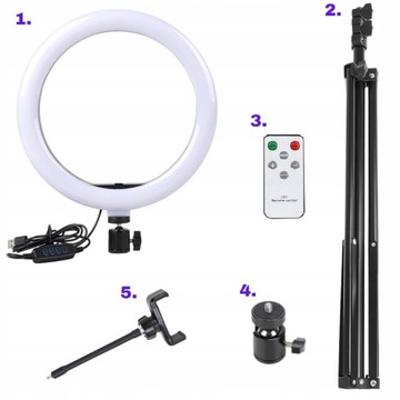 ЦВЕТНАЯ СВЕТОДИОДНАЯ КОЛЬЦЕВАЯ ЛАМПА, ШТАТИВ, 210 СМ