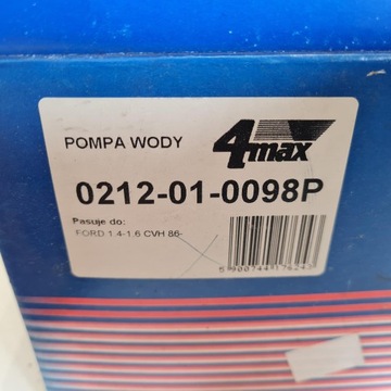 FORD ESCORT ORION FIESTA 1.4 1.6 ČERPADLO VODY 4MAX 0212-01-0098P