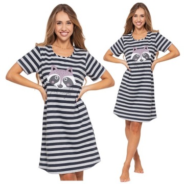 Женская полосатая ночная рубашка, летняя пижама с короткими рукавами L MORAJ