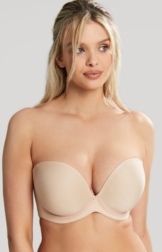 Biustonosz Panache Cleo Faith strapless bez ramiączek bardotka beż 36FF/80H