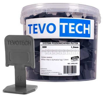 SYSTEM POZIOMOWANIA PŁYTEK KLIPSY DO POZIOMOWANIA 400 KLIPS 1,0mm TEVOTECH