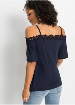 БЛУЗКА ЖЕНСКАЯ GA3 BONPRIX CARMEN LACE 36/38 ТЕМНО-СИНЯЯ