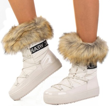 БЕЖЕВЫЕ ТЕПЛЫЕ СНЕЖНЫЕ БОТИНКИ НА МЕХЕ ЗИМА 39