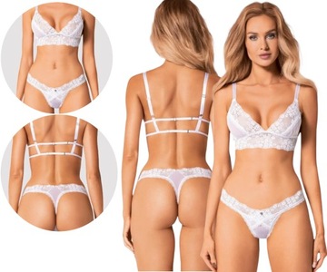 Modny tiulowy zestaw stanik soft i stringi XS/S