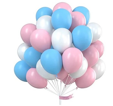 BALONY LATEKSOWE ZESTAW RÓŻOWO NIEBIESKO BIAŁE PASTELOWE dekoracja 30szt