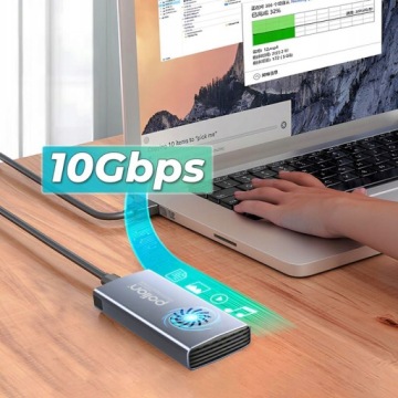 Лоток с вентилятором POLION для накопителя M.2 NVME SSD USB-C 3.2 10 Гбит/с