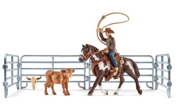 SCHLEICH KOWBOJ ŁAPIĄCY NA LASSO + AKCESORIA 41418