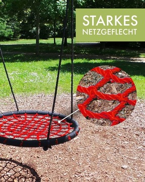 КАЧЕЛИ ГНЕЗДА АИСТА XL 100см КРАСНЫЕ - ЧЕРНЫЕ ВЕРЕВКИ 18мм