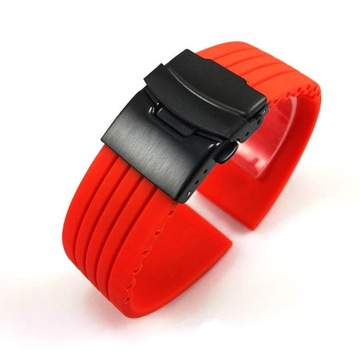 Pasek do zegarka silikon 24mm czerwony b/b