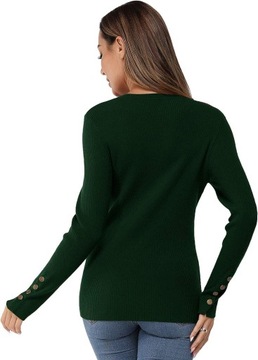 Dámsky sveter v jednofarebnom prevedení, s dlhým rukávom a okrúhlym výstrihom