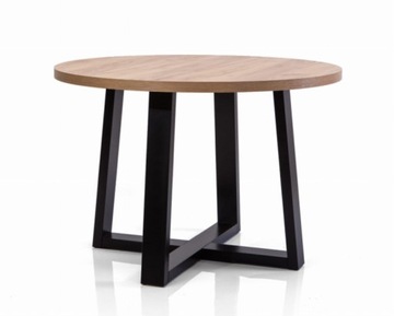 Stół Okrągły Do Jadalni 90 cm Loft Industrial Dąb