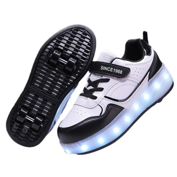 NOWY SWIECACE BUTOROLKI BUTY Z ROLKAMI LED ROLKI WROTKI R.29-38