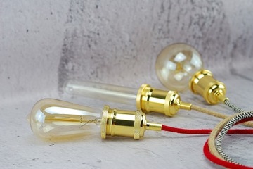 золотой блестящий патрон для лампочки е27, металлический паук, лампа Эдисона ретро