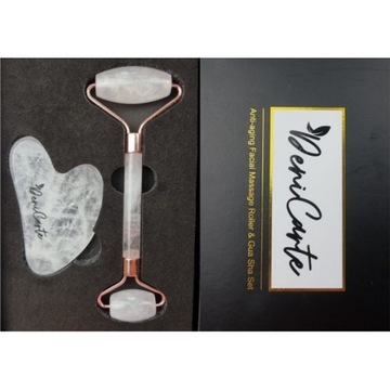 MASAŻER KWARCOWY DO TWARZY ROLLER + GUA SHA