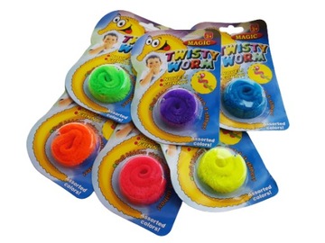 Magiczny Robaczek na żyłce Twisty Worm super zabawa kolory zestaw 6 sztuk