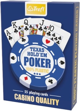 Karty do gry Texas Hold'em Poker - Casino Quality 100% Plastic - niebieskie