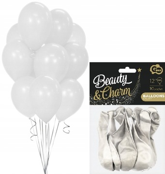 BALONY ZESTAW urodziny białe metalik 10SZT 12''