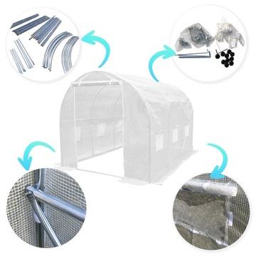Tunel Foliowy Szklarnia 2x3,5m NAJGRUBSZE rurki 25mm+ system zraszający 10m