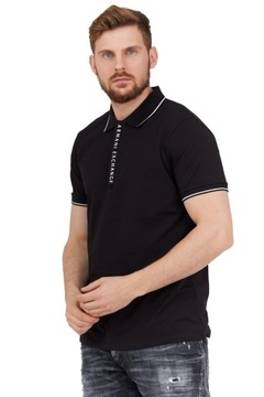 ARMANI EXCHANGE Czarna koszulka polo na suwak r XL