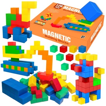 Klocki Magnetyczne Edukacyjne konstrukcyjne KOSTKI SZEŚCIANY MAGNESY zestaw
