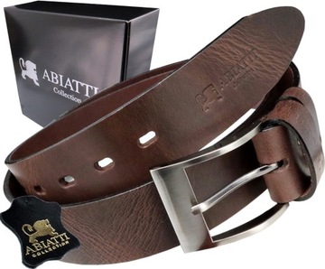 SKÓRZANY PASEK DO SPODNI ABIATTI SZEROKI PAS DO JEANSÓW GRUBA SKÓRA CIĘTA