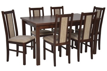 Komplet 6x krzesło DREWNO + stół LAMINAT orzech
