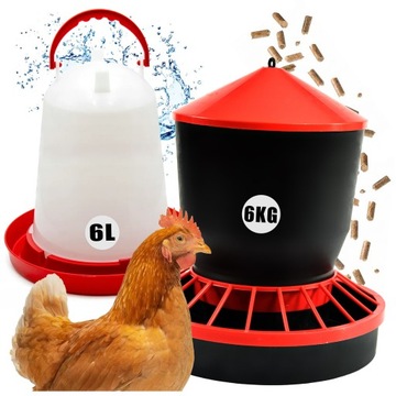 KARMNIK + POIDŁO NA PASZA KARMA DLA KUR KACZEK GĘSI DROBIU 6KG + 6L