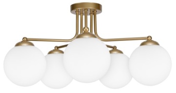 NOWOCZESNA LAMPA SUFITOWA PLAFON ŻYRANDOL ZŁOTA BIAŁE KULE LOFT LED