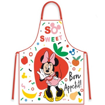Fartuszek dla dziecka + czapka szefa Myszka Minnie Disney biały z owocami