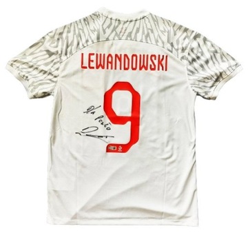 ROBERT LEWANDOWSKI koszulka Polska z ORYGINALNYM AUTOGRAFEM + CERTYFIKAT