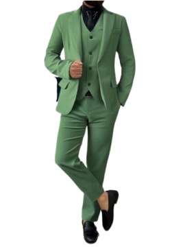SHEIN GARNITUR MĘSKI ZIELONY Z KAMIZELKĄ S ŁOA