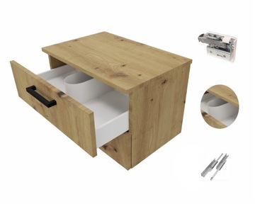 Szafka łazienkowa wisząca pod umywalkę 60 cm 2 szuflady dąb artisan