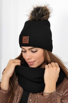 КОМПЛЕКТ ЖЕНСКИЙ, БОЛЬШАЯ ЖЕНСТВЕННАЯ ЮБКА-ШАПКА, ТЕПЛЫЙ, КОМФОРТНЫЙ ПОМПОН, ЦВЕТА 2210