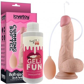 REALISTYCZNE DILDO Z PRZYSSAWKĄ 18CM TRYSKAJĄCE + SZTUCZNA SPERMA LUBRYKANT