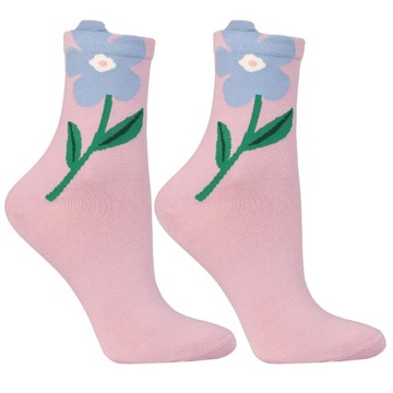 3x Ponožky Dámske Bavlnené v Kvety Očarujúce MORAJ 38-41