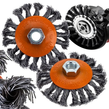 SZCZOTKA STOŻKOWA HARTOWANA 100mm TARCZOWA DRUCIANA SPLATANA DRUT SKRĘCANY