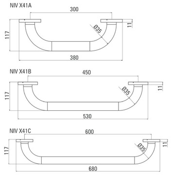 Стальное настенное крепление 300 мм Deante NIV 041A